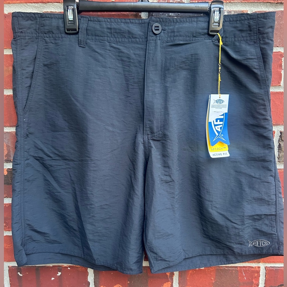 AFTCO American Fishing Tackle Mens Navy Blue Active Fit Fishing Shorts Sz 38 E4